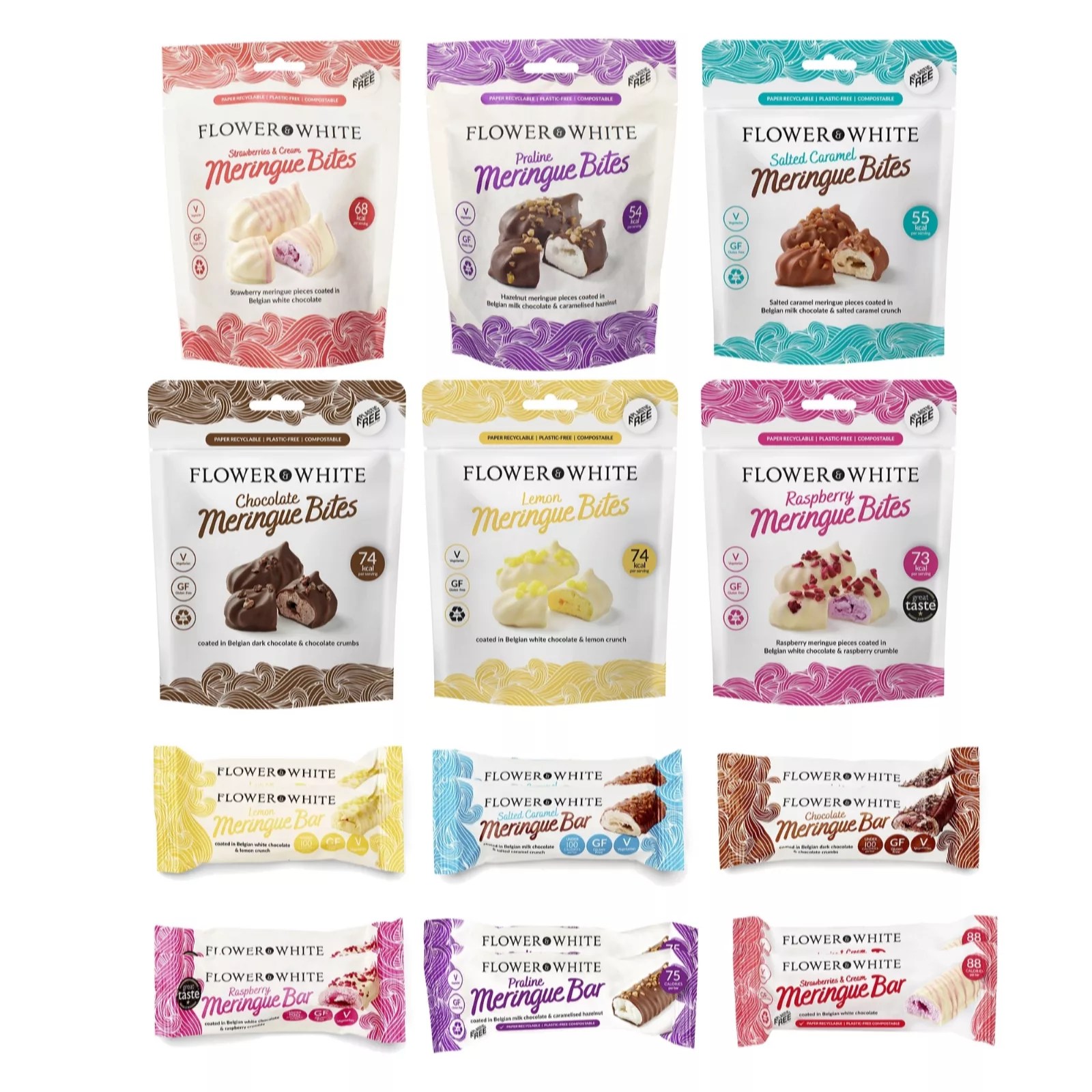 Flower & White Set of 18 Meringue Lovers Bars & Bites Variety QVC UK