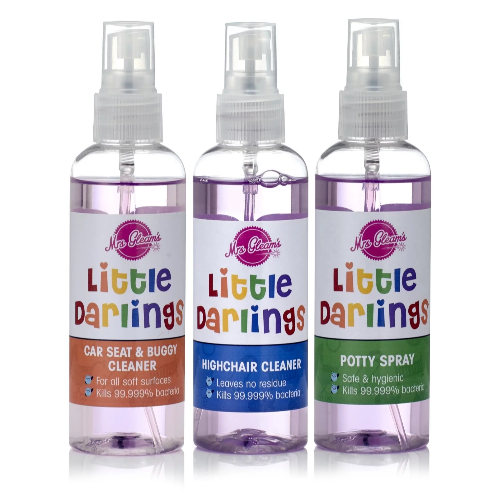Mrs Gleam Little Darlings On the Go Set of 3 Surface Sprays QVC UK