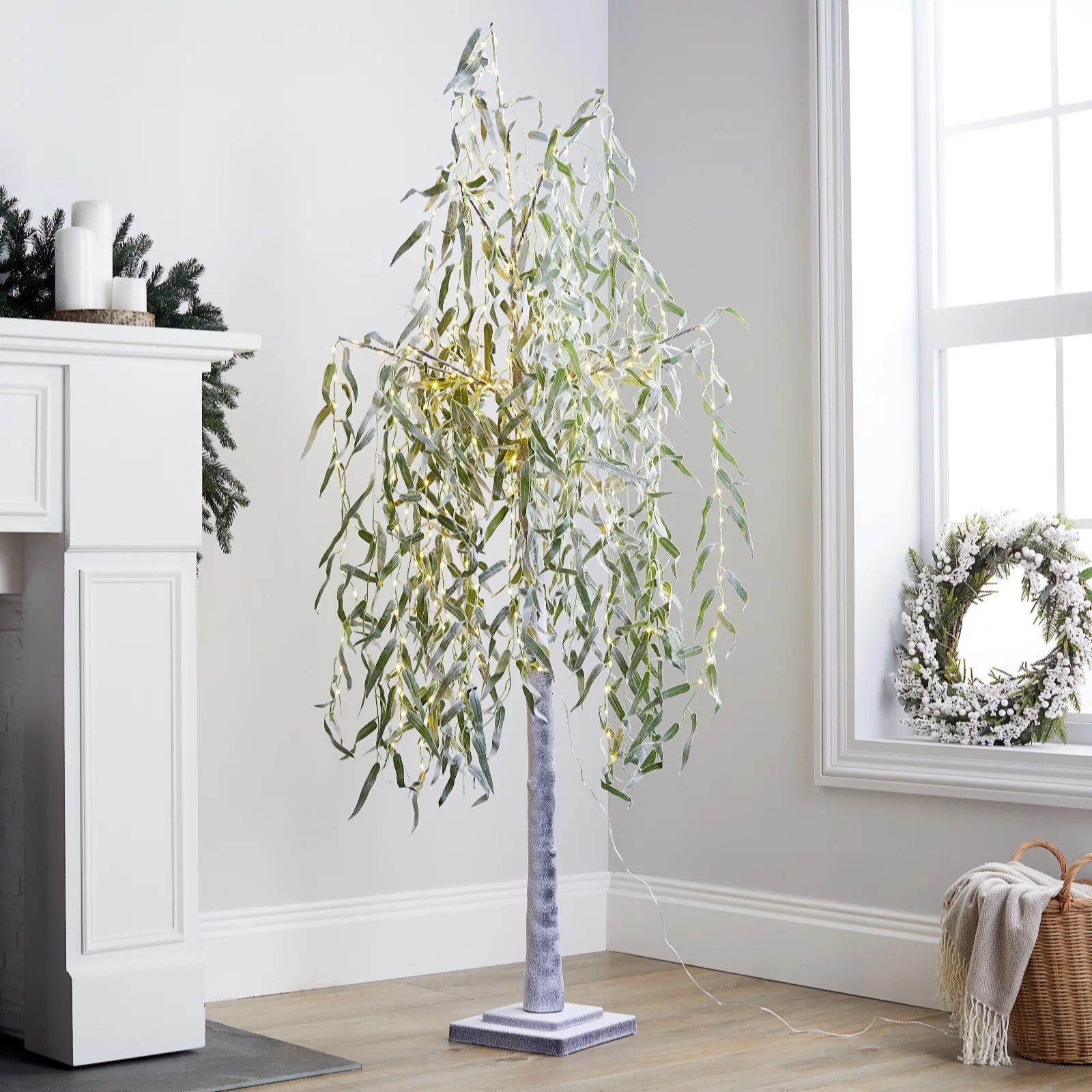 Outlet Alison Cork 180cm PreLit Green Leaf Willow Tree QVC UK
