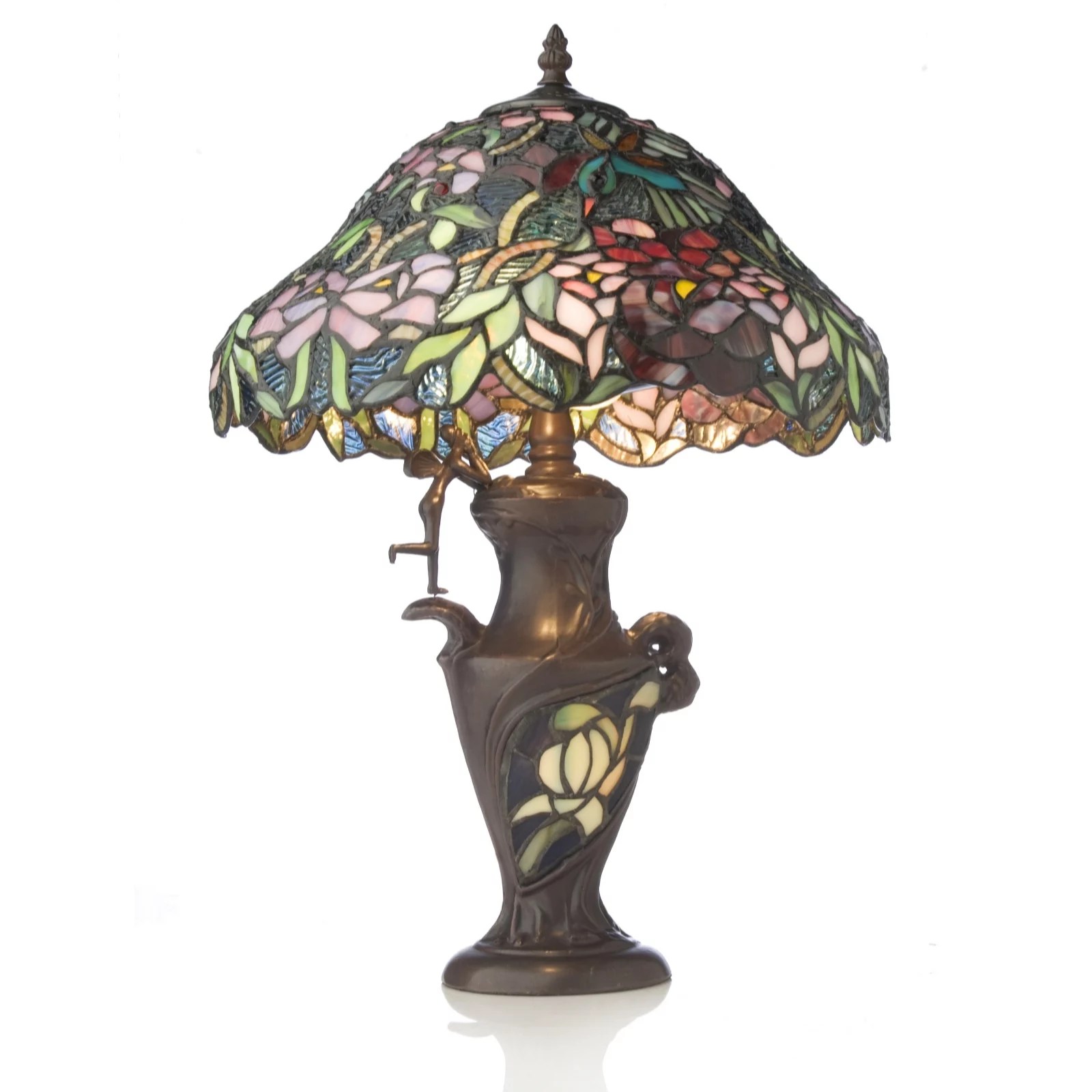 Tiffany Fairy & Hummingbird Table Lamp QVC UK