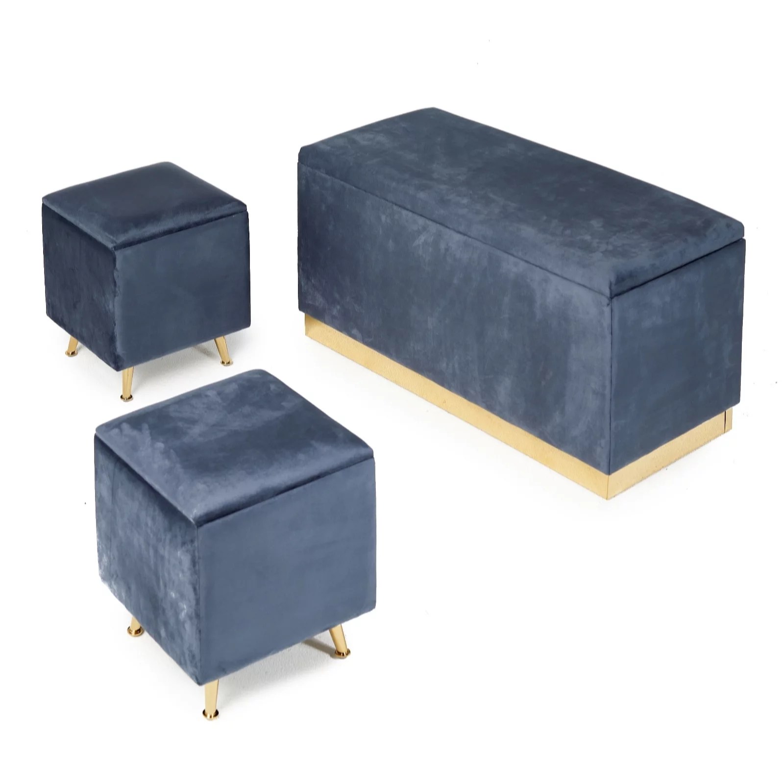 Outlet Alison Cork Velvet Nestable Storage Ottoman QVC UK