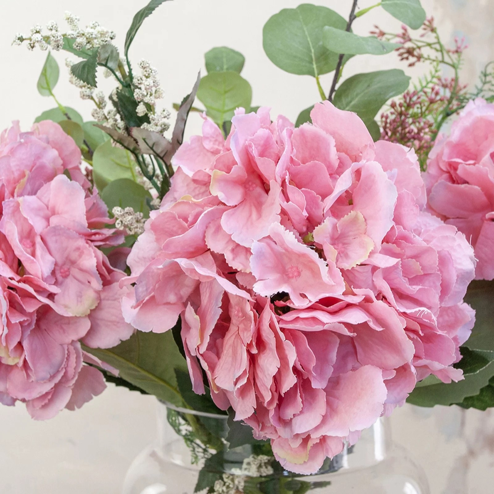 Peony Hydrangrea Bouquet with Vase QVC UK