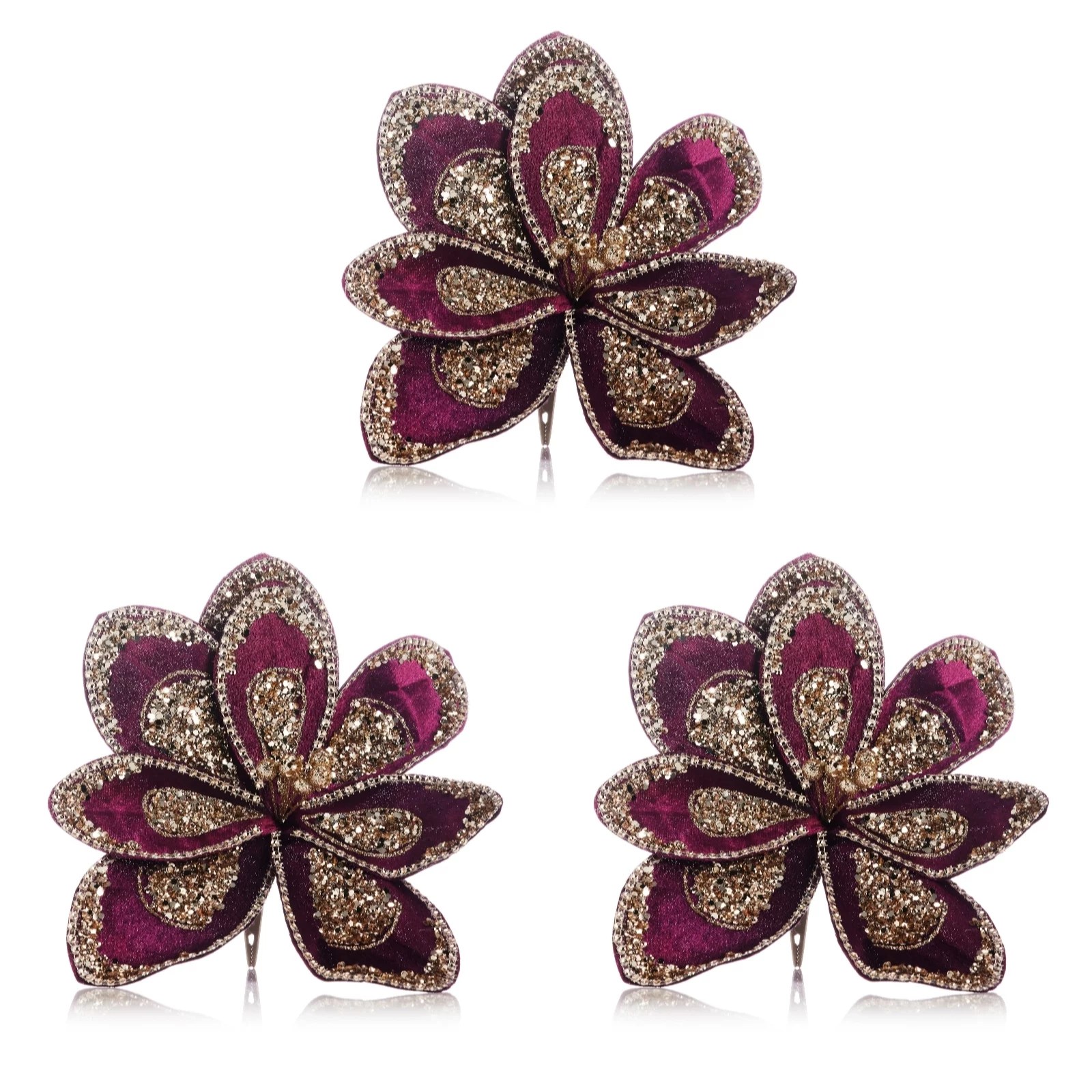 Alison Cork Set of 3 Vintage Style Clip on Flowers QVC UK