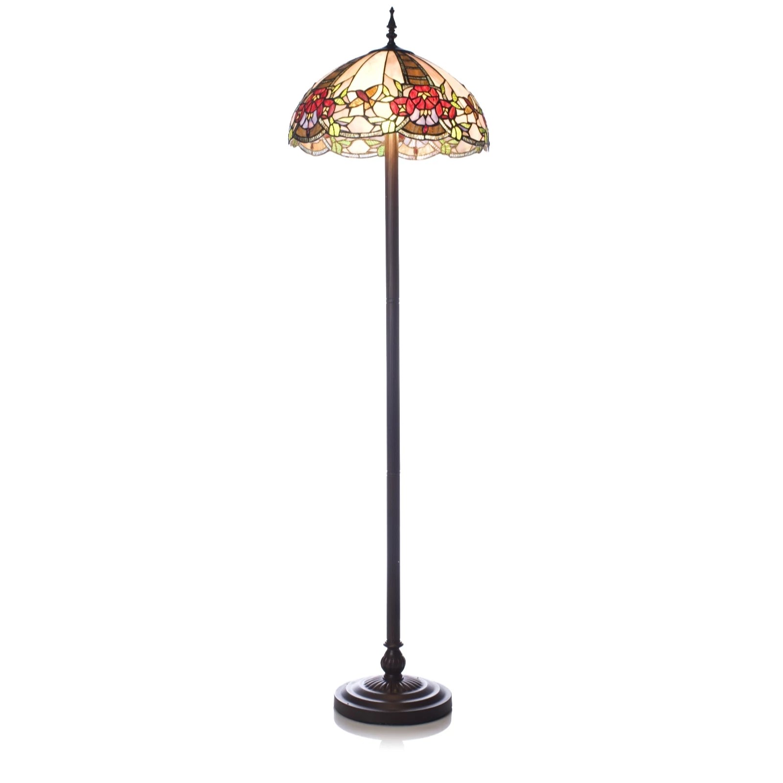 Tiffany Style Handcrafted Elegant Flowers & Hummingbirds Floor Lamp QVC UK