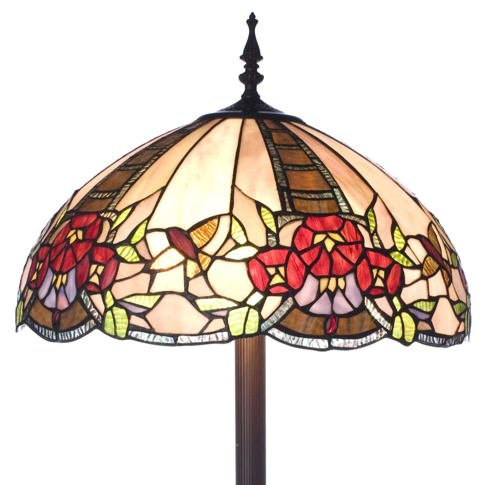 Tiffany Style Handcrafted Elegant Flowers & Hummingbirds Floor Lamp QVC UK