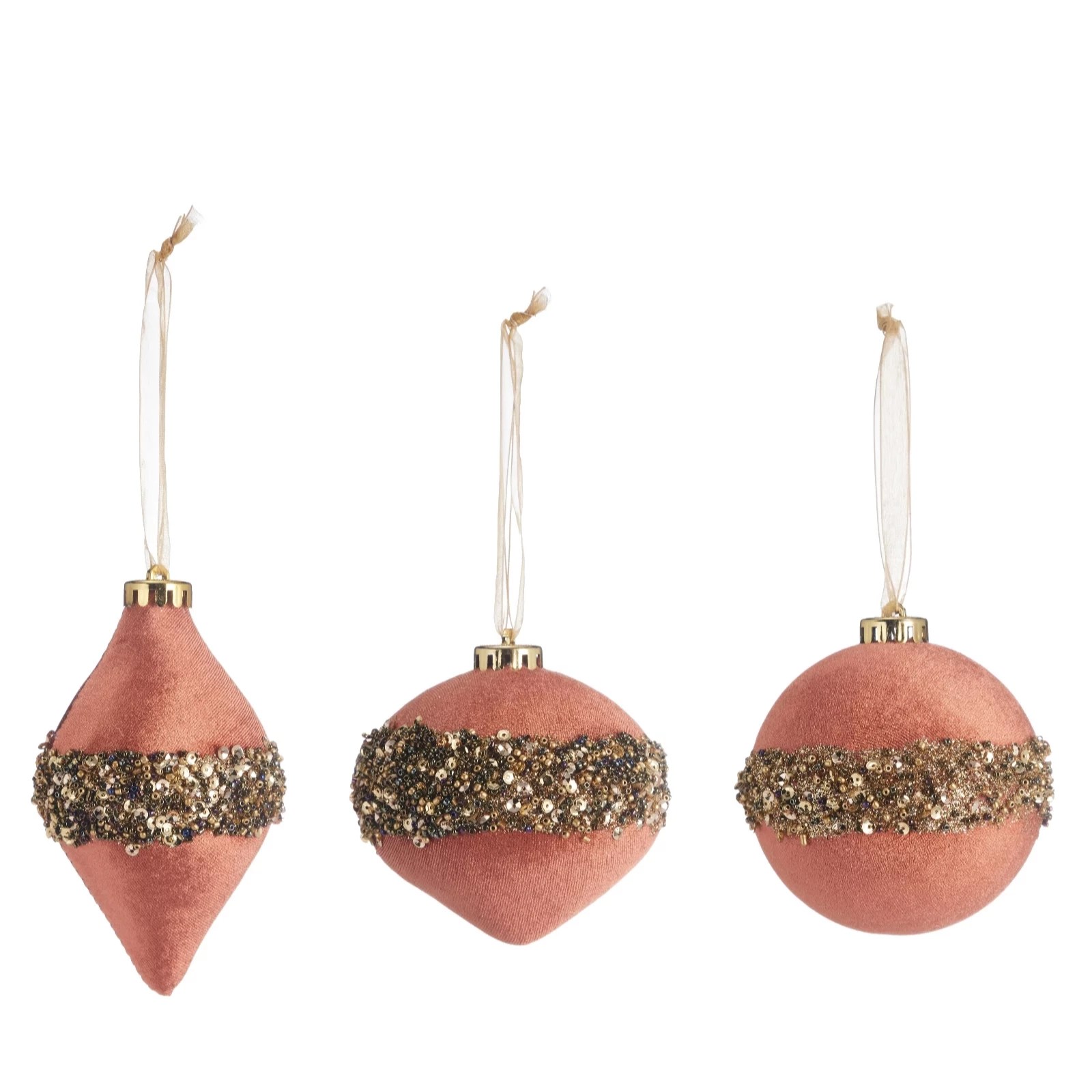 Alison Cork Set of 3 Velvet Glitter Baubles QVC UK