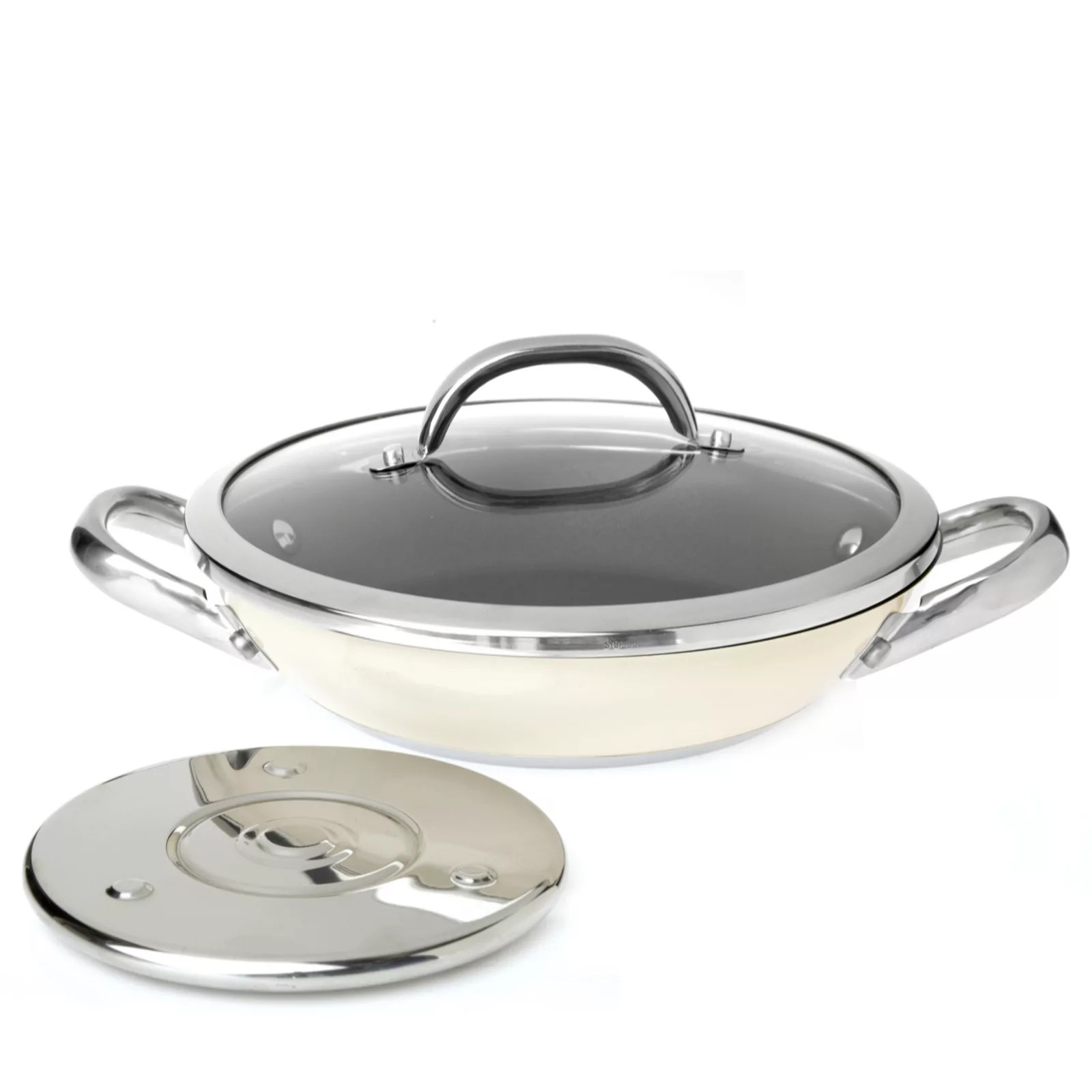 cook's essentials Stainless Steel 24cm Coloured Everyday Pan with