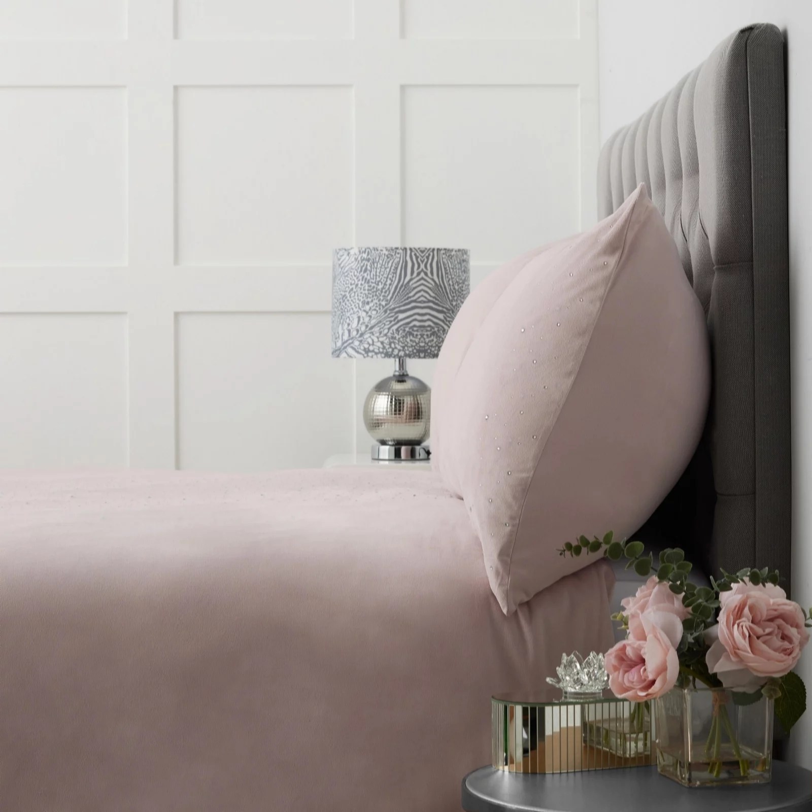 Outlet Julien Macdonald Velvet Glitter Stripe Duvet Cover 3pc Set QVC UK