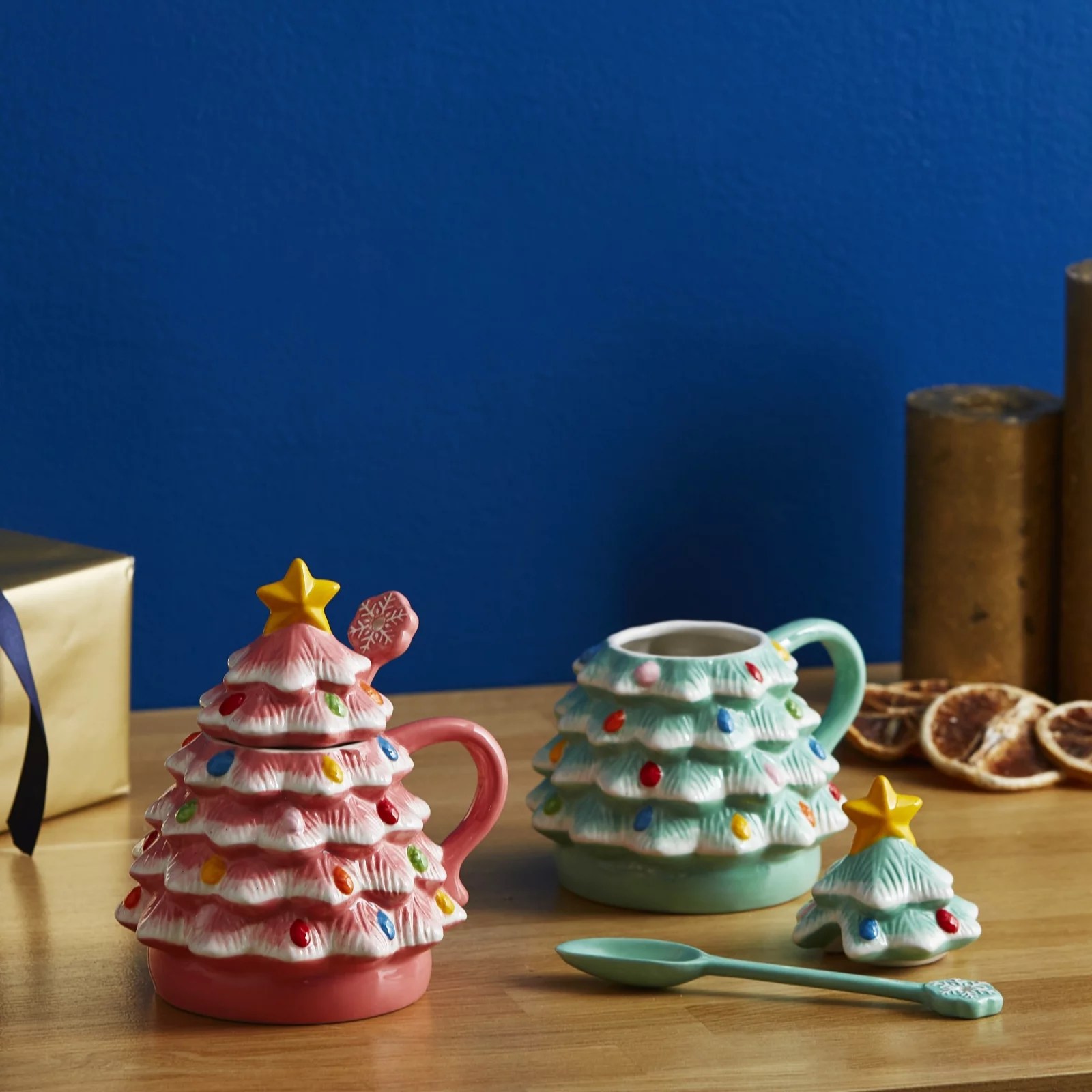 Outlet Mr Christmas Set of 2 Nostalgic Tree Mugs in Gift Boxes QVC UK