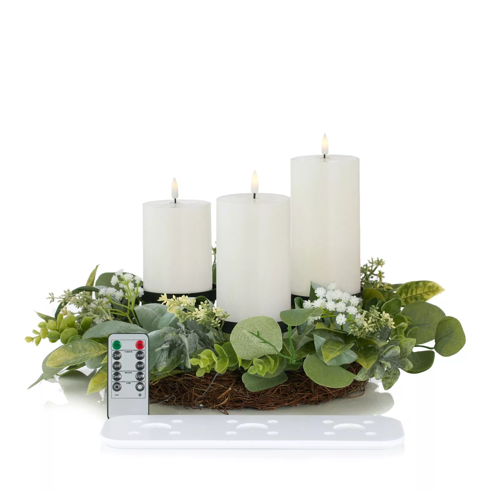 Outlet Home Reflections 3 in 1 Wreath & Rechargeable Flameless Candles