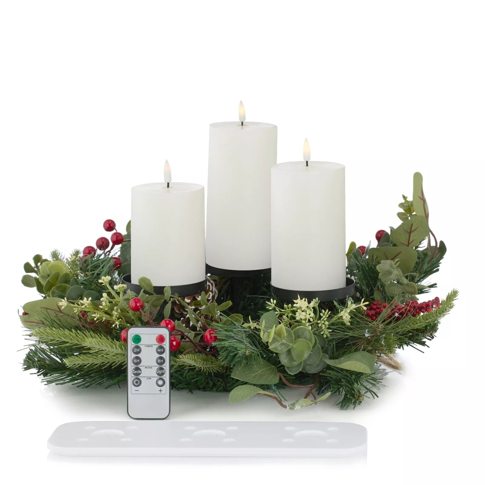 Outlet Home Reflections 3 in 1 Wreath & Rechargeable Flameless Candles