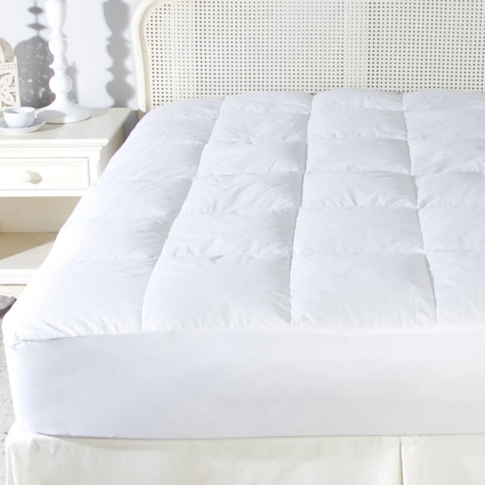 Northern Nights 525 Fill Power Down Mattress Pad with skirt QVC UK