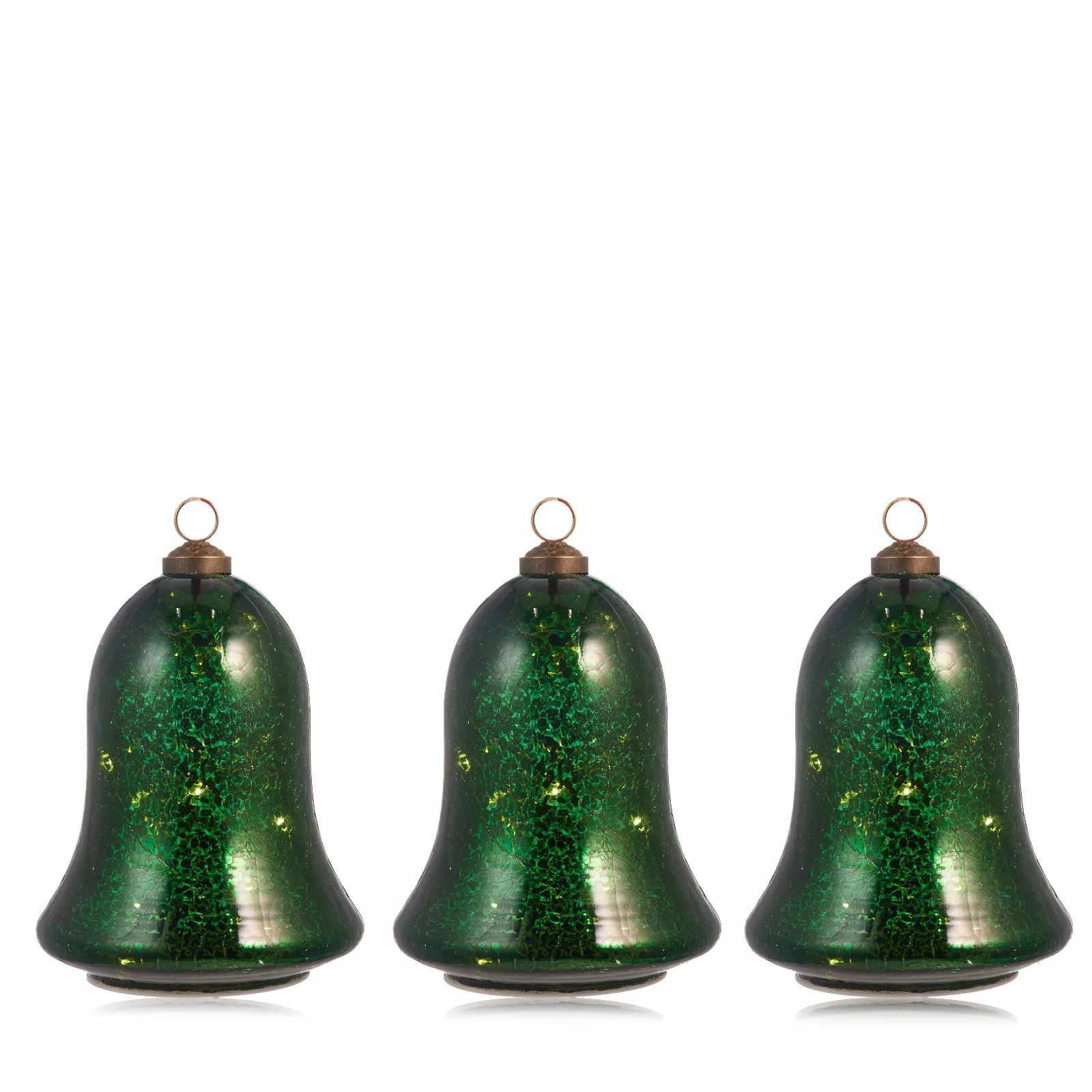 Alison Cork Set of 3 PreLit Mercury Glass Bells QVC UK