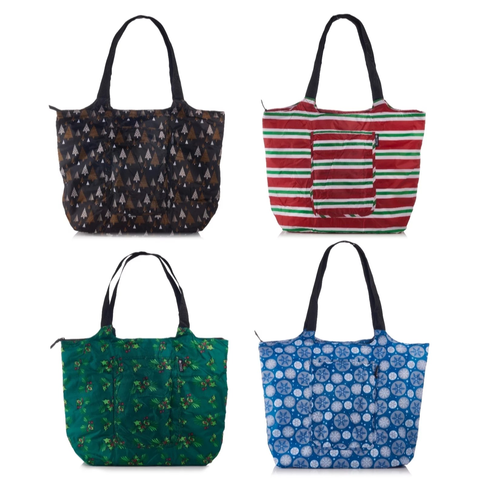 Outlet California Innovations Set of 4 Festive Market Tote Bags QVC UK