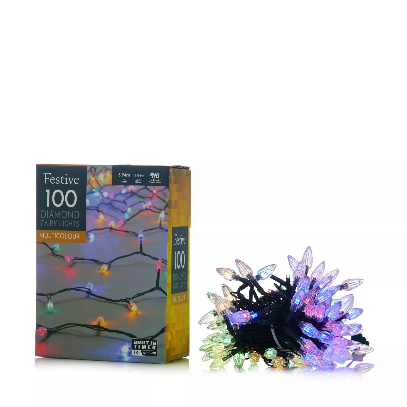 Festive Indoor Outdoor Diamond Fairy Lights QVC UK