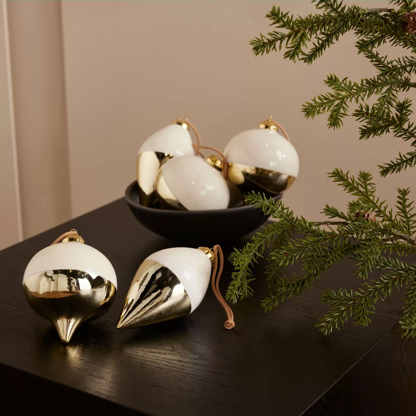 K by Kelly Hoppen Set of 6 Dipped Tree Decorations QVC UK