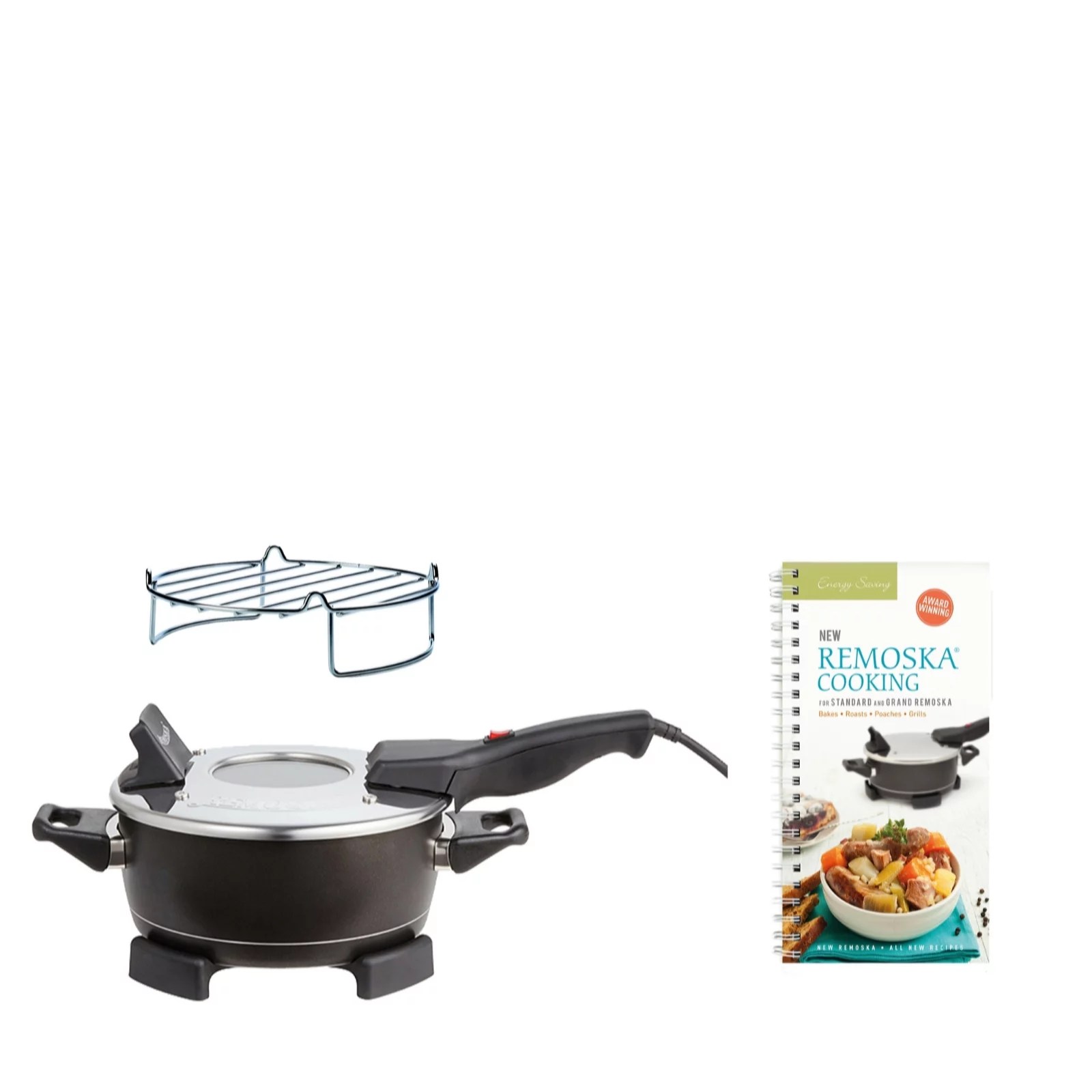 Lakeland Remoska with Glass Lid Rack & Cookbook QVC UK