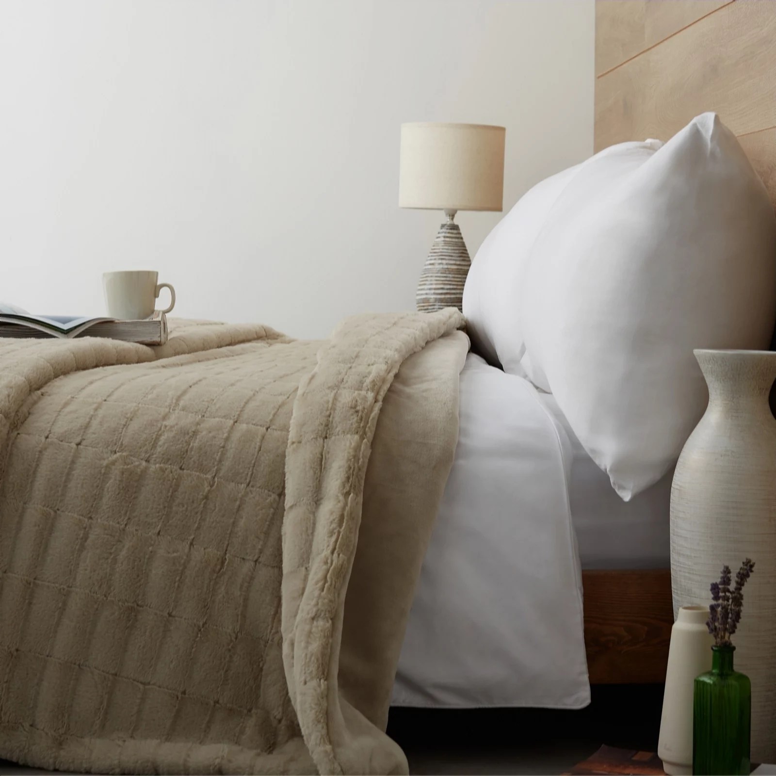 Outlet Cozee Home Faux Fur Quilted & Filled Throw QVC UK