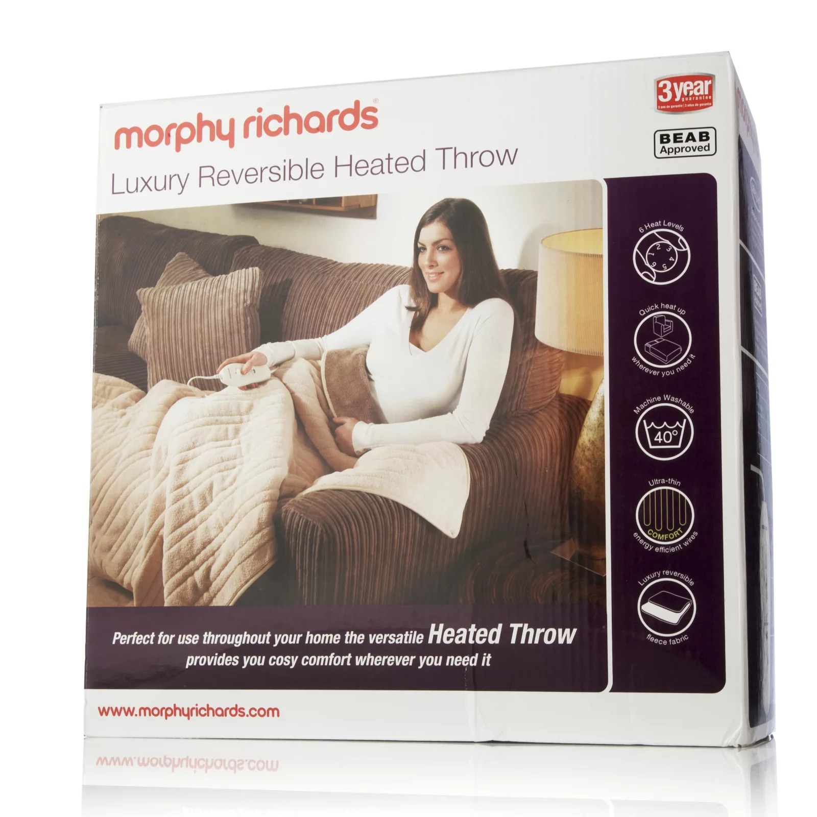 Morphy Richards Luxury Heated Reversible Fleece Blanket QVC UK