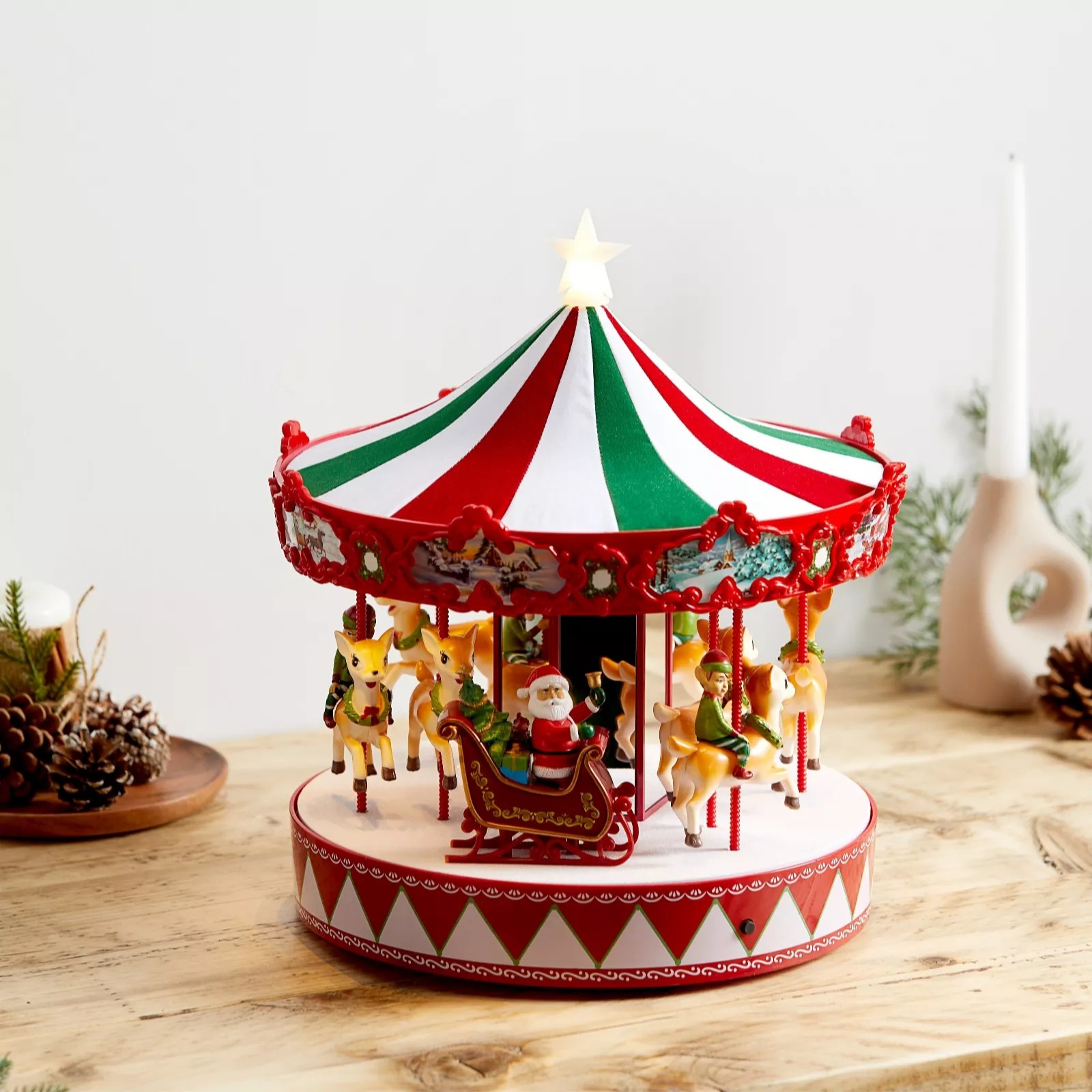 Outlet Mr Christmas Deluxe Vintage Carousel QVC UK
