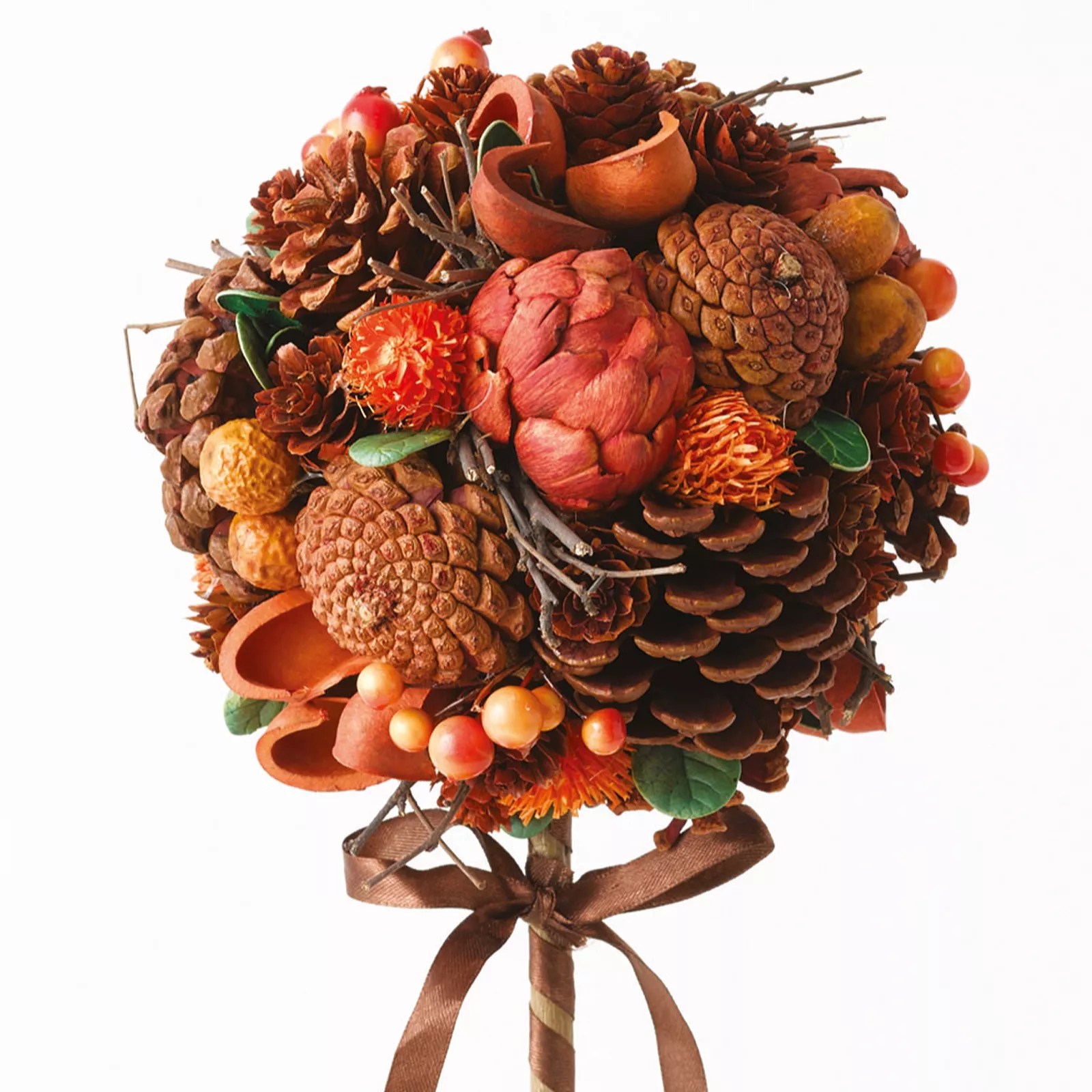 Bloom Faux Flowers Autumn Topiary Ball QVC UK