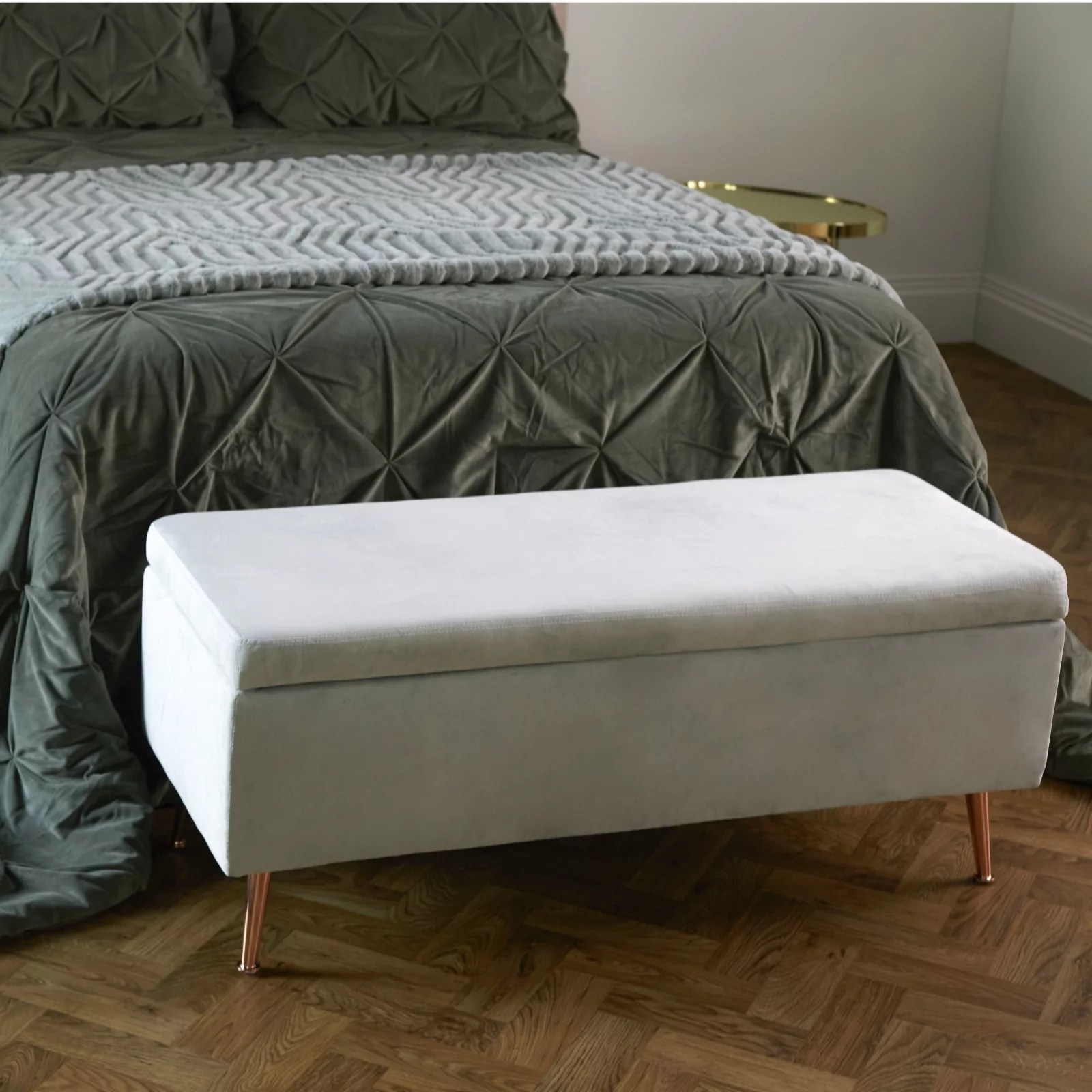 Outlet Alison Cork Velvet Storage Ottoman QVC UK