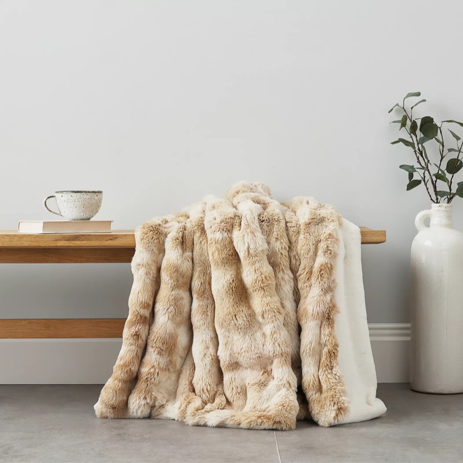 Cozee Home Textured Ombre Faux Fur Throw QVC UK