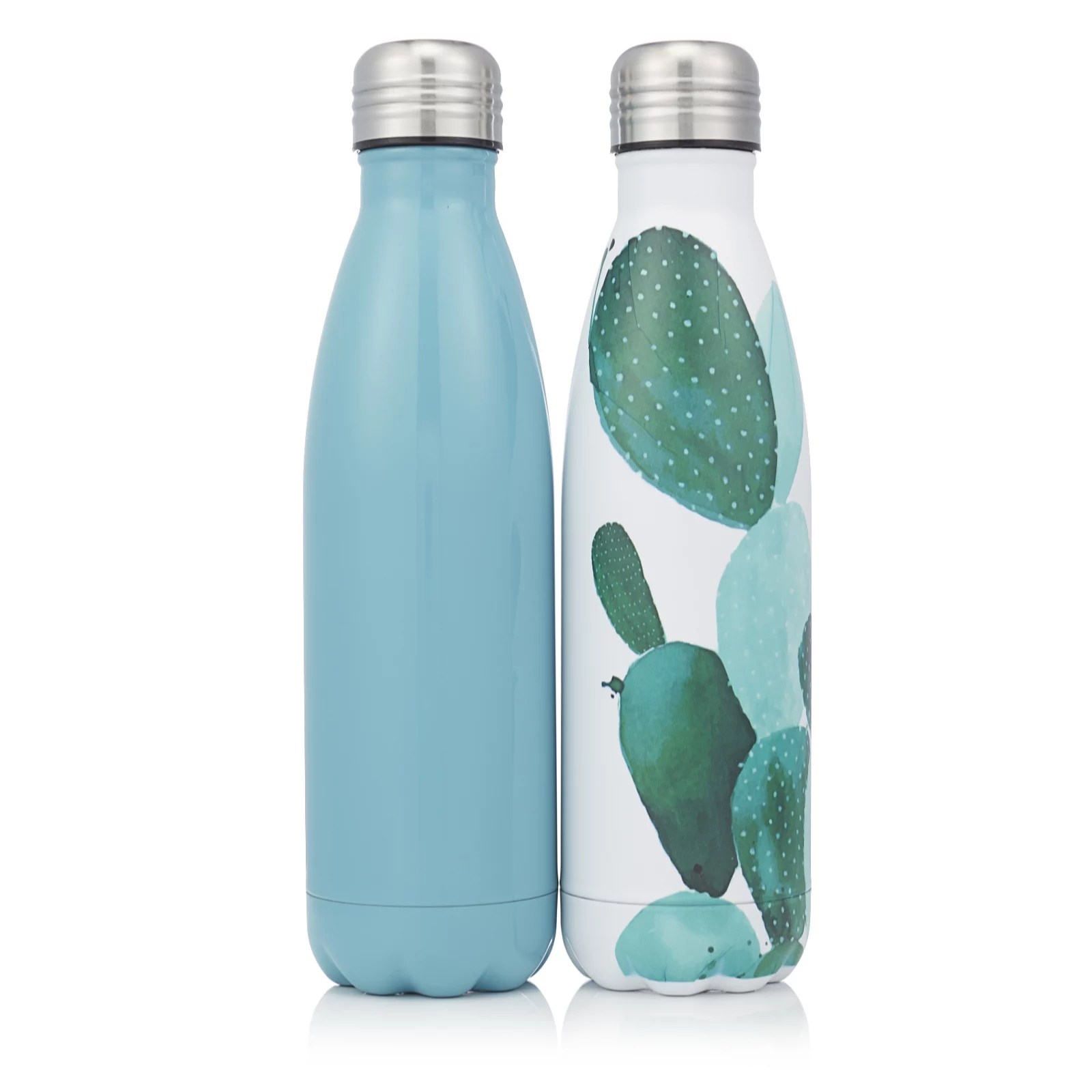 Set of 2 500ml Stainless Steel Vacuum Hot & Cold Drinks Bottles QVC UK