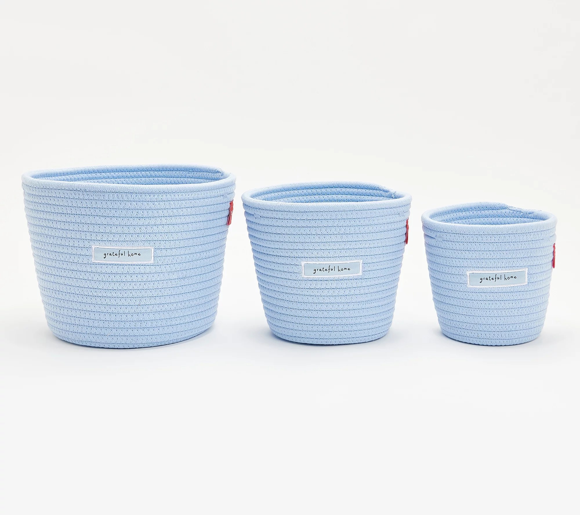 "As Is" Peace Love World Set of 3 Nesting Woven Storage Baskets