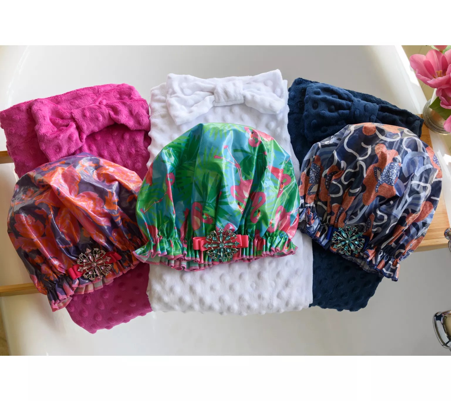 Dry Divas Designer Shower Cap and Towel Wrap Set