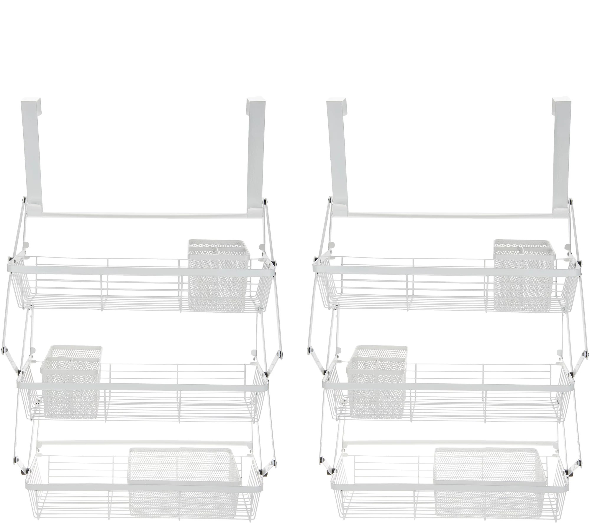 Set of 2 Collapsible OverTheDoor Organizers with 3 Baskets