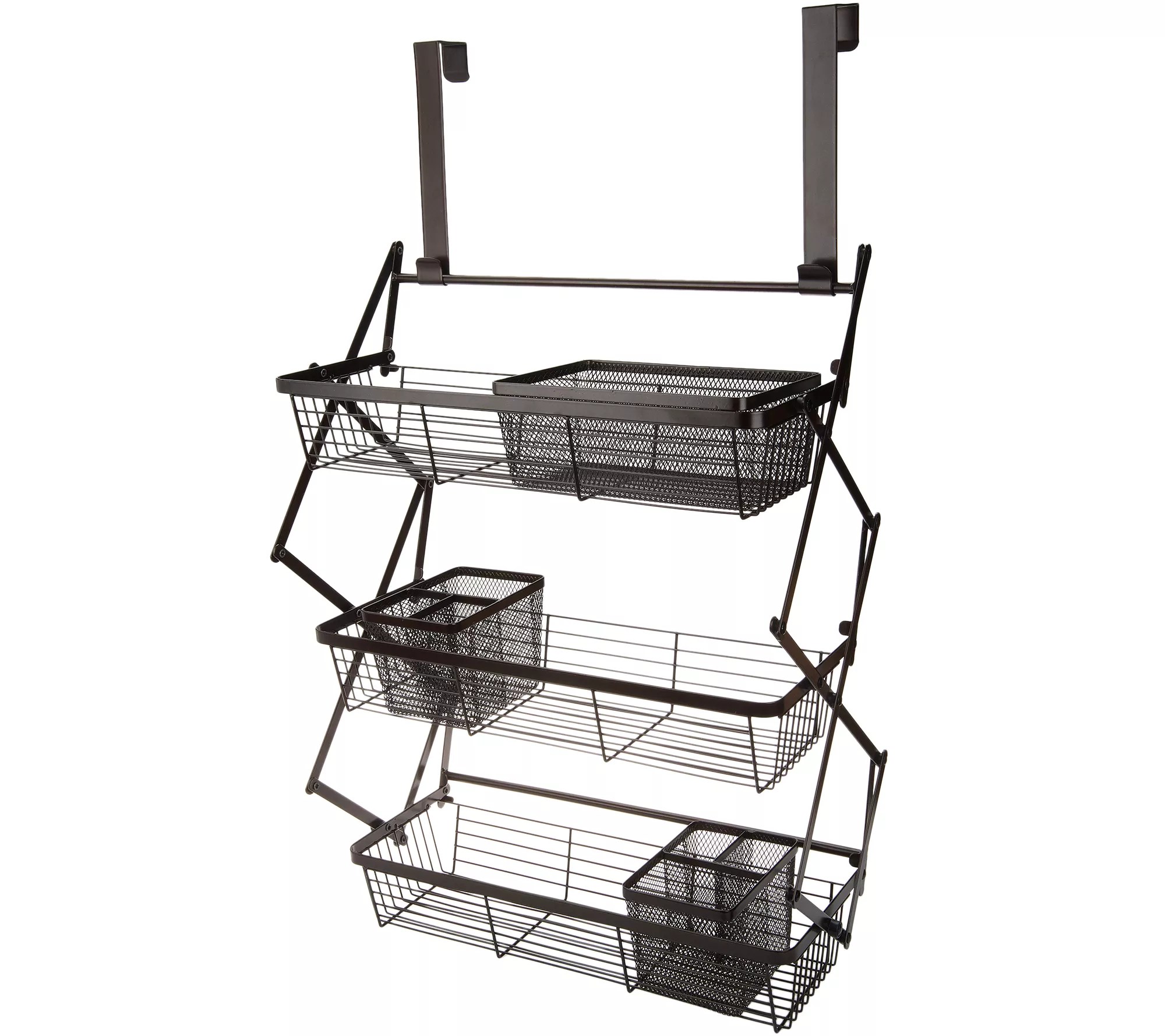 Set of 2 Collapsible OverTheDoor Organizers with 3 Baskets