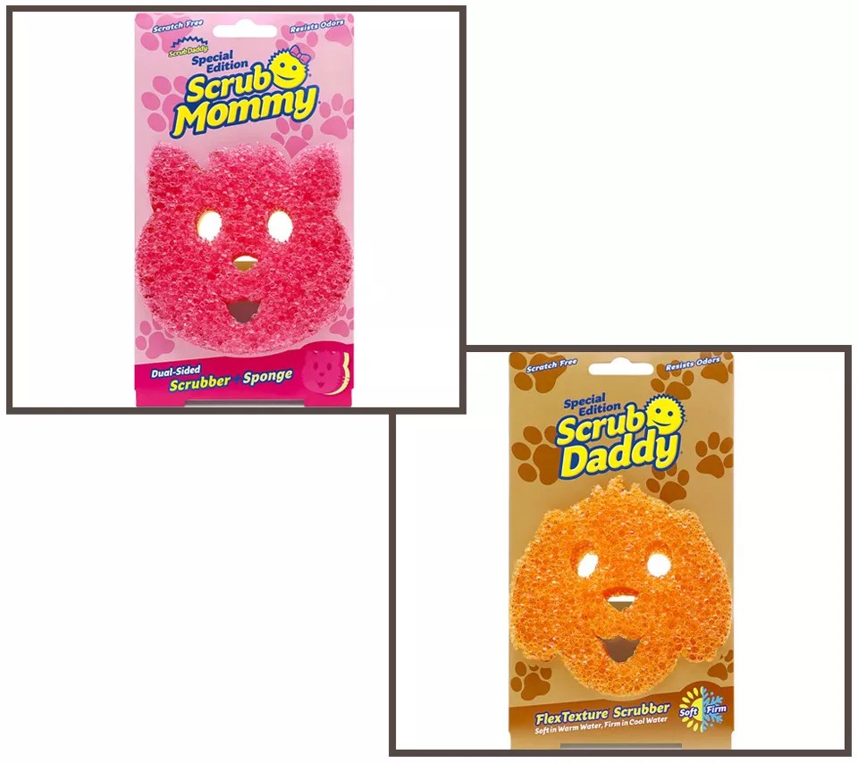 Choice of (6) Scrub Mommy Kitty or Scrub Daddy Puppy Cleaning Sponge