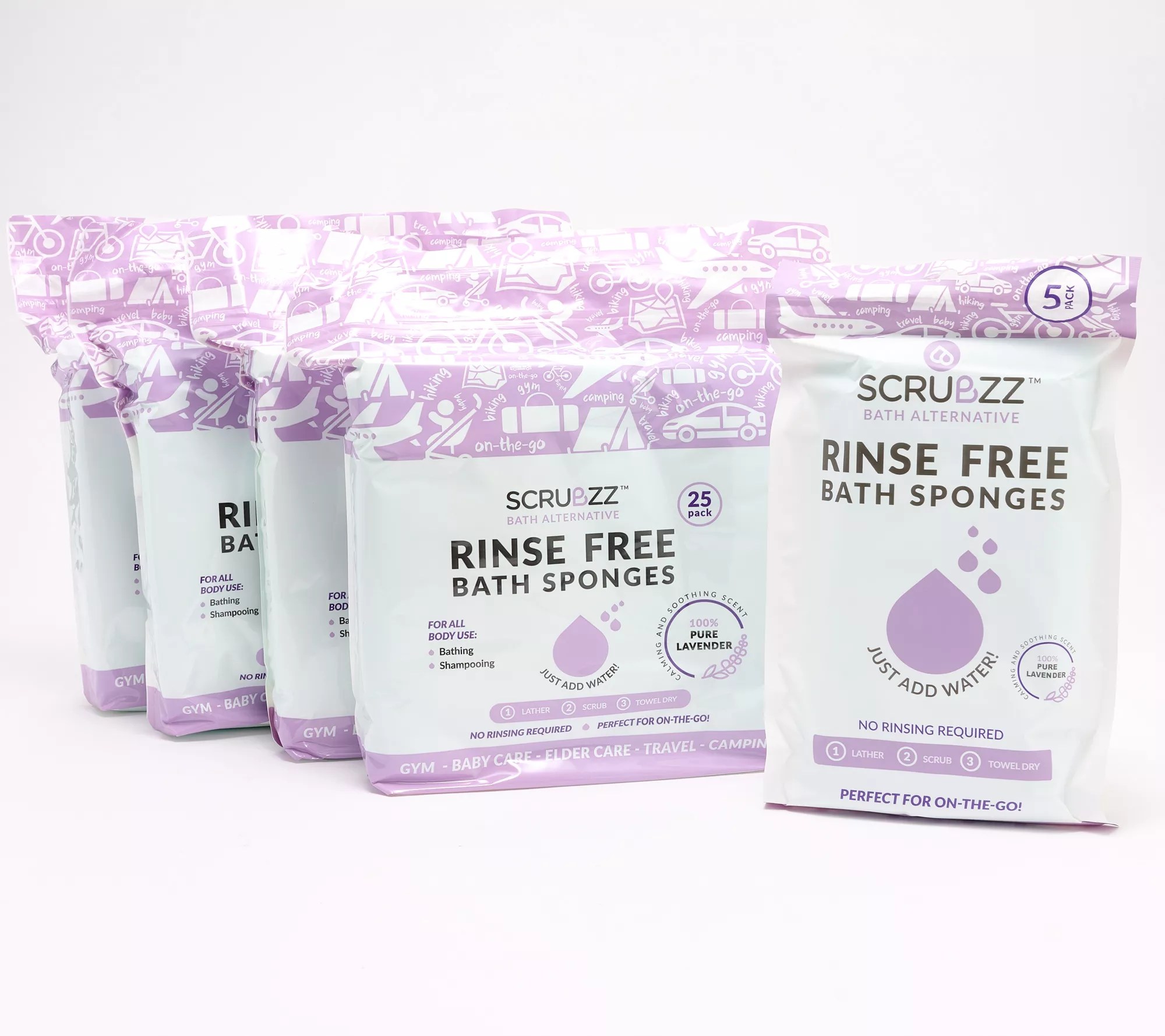 SCRUBZZ Rinse Free 105pc Bath Single Use Shower Sponges