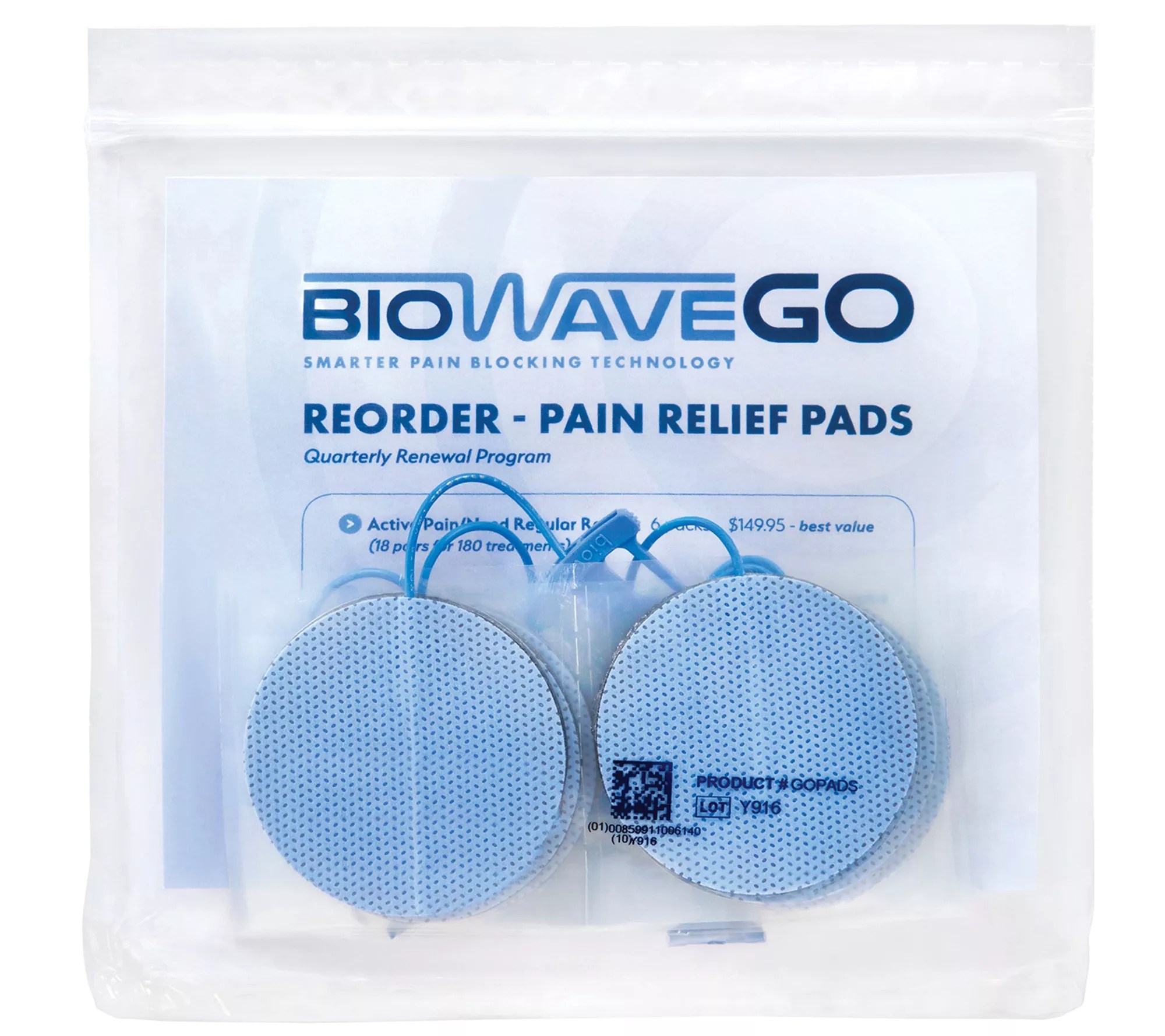 BioWaveGO Replacement Pain Relief Pads, 6 Pair