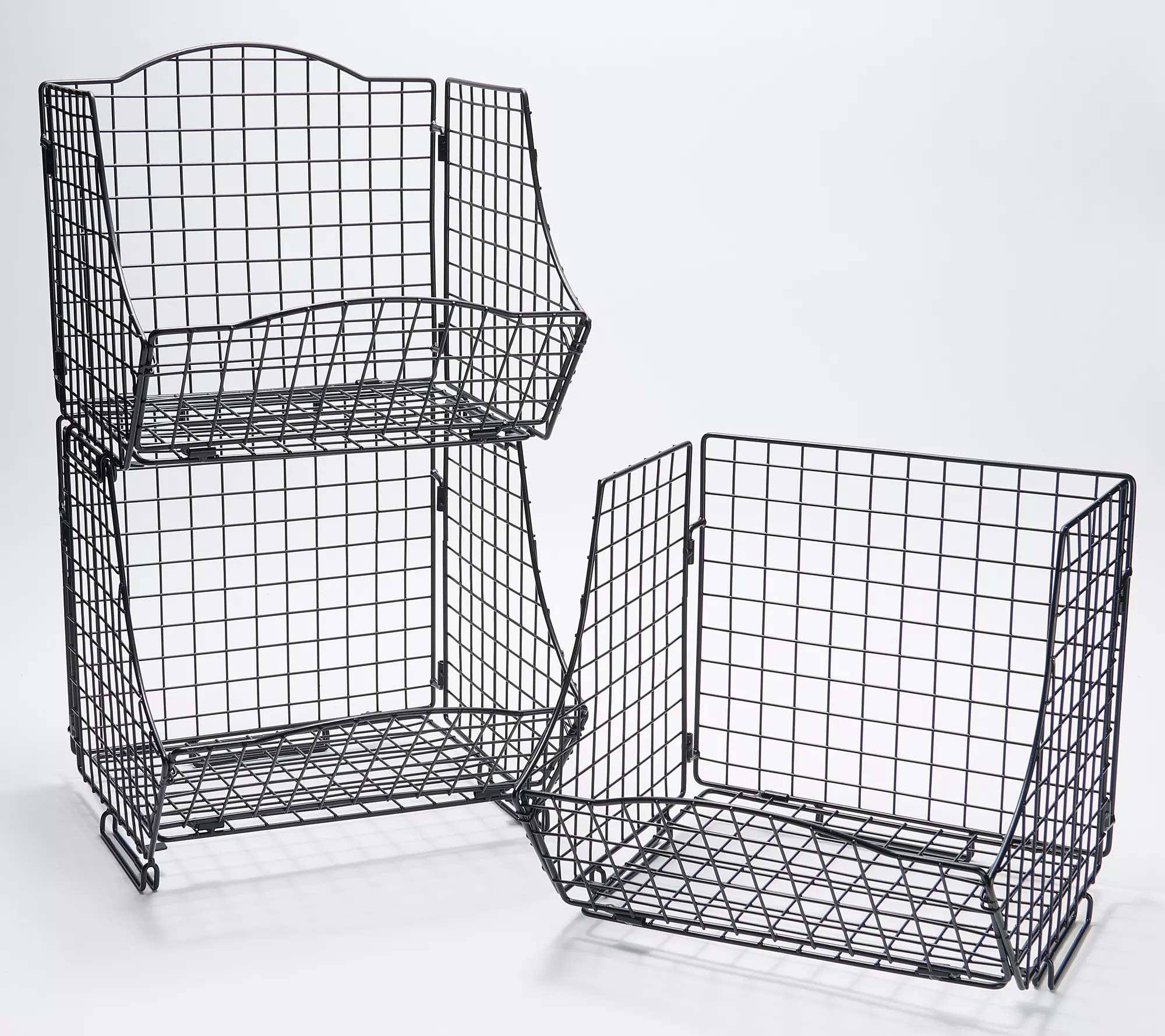 ClutterFree 3Piece Snap & Stack Foldable Basket Organizers