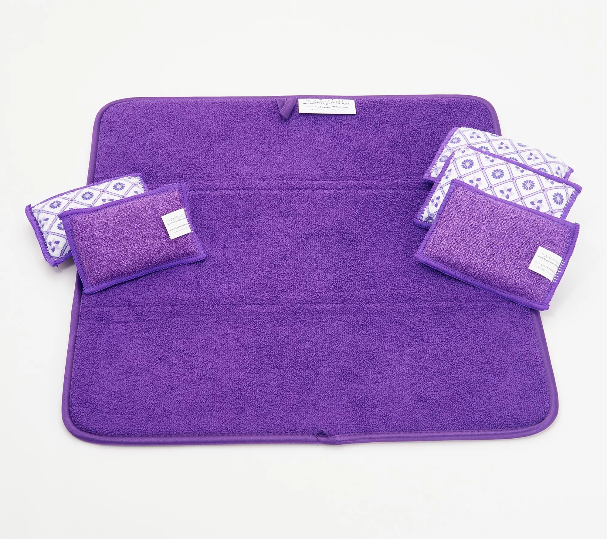 Set of (5) Microfiber Sponges and XL Drying Mat by Campanelli