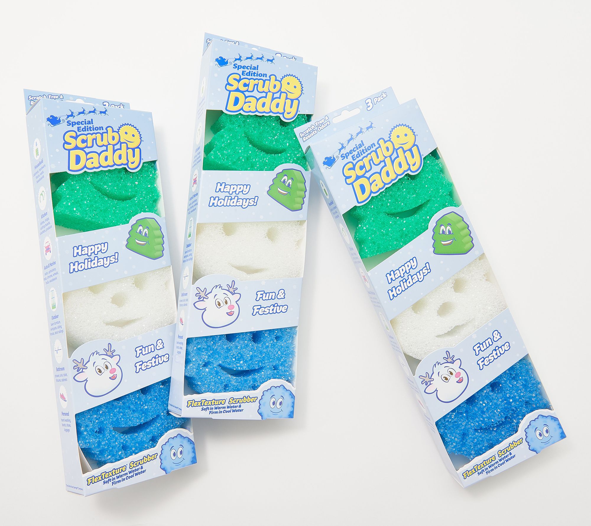 Scrub Daddy Set of 9 Holiday Shape Flex Texture Sponges