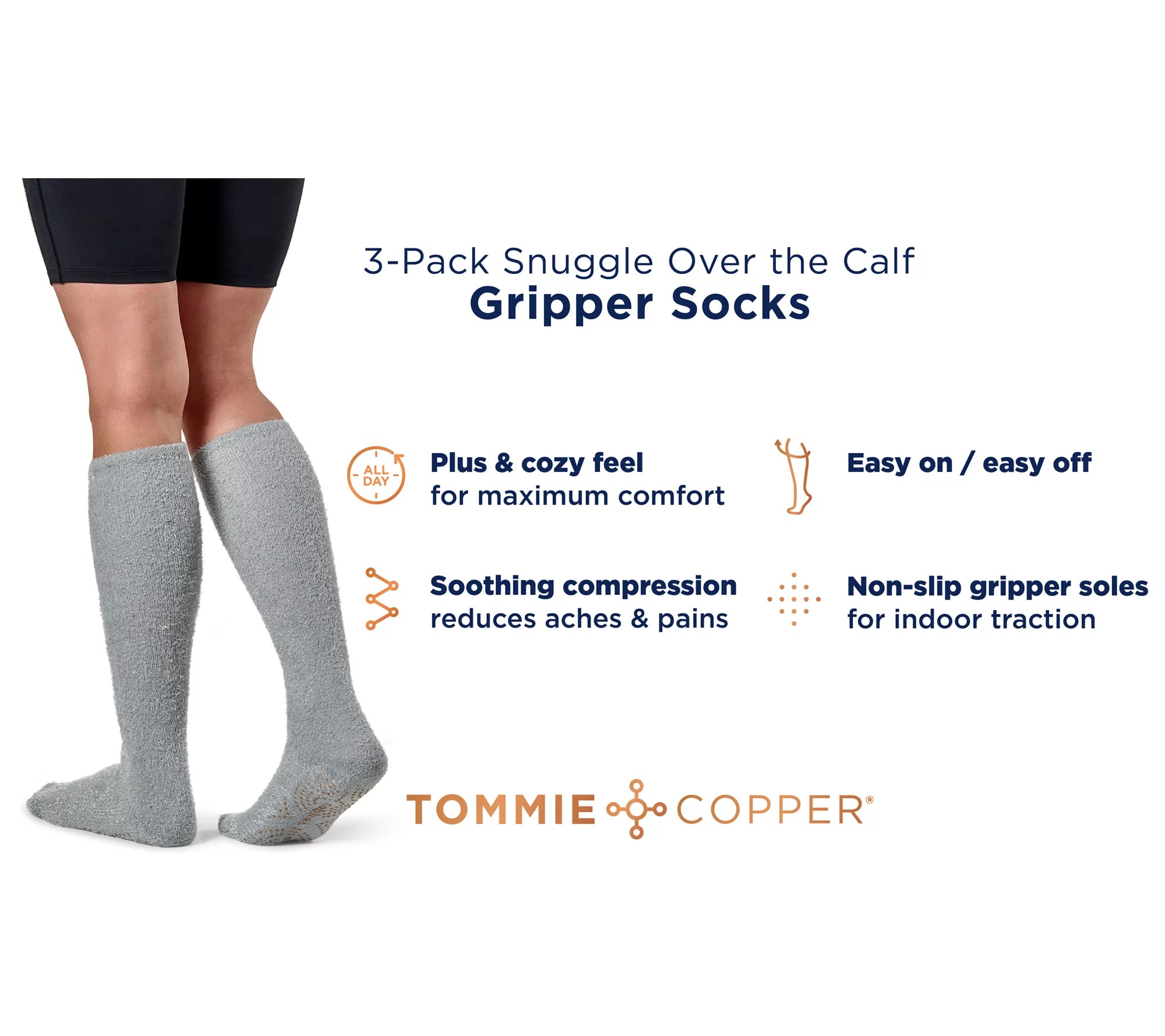 Tommie Copper S/3 Over the Calf Snuggle Socks with Compression