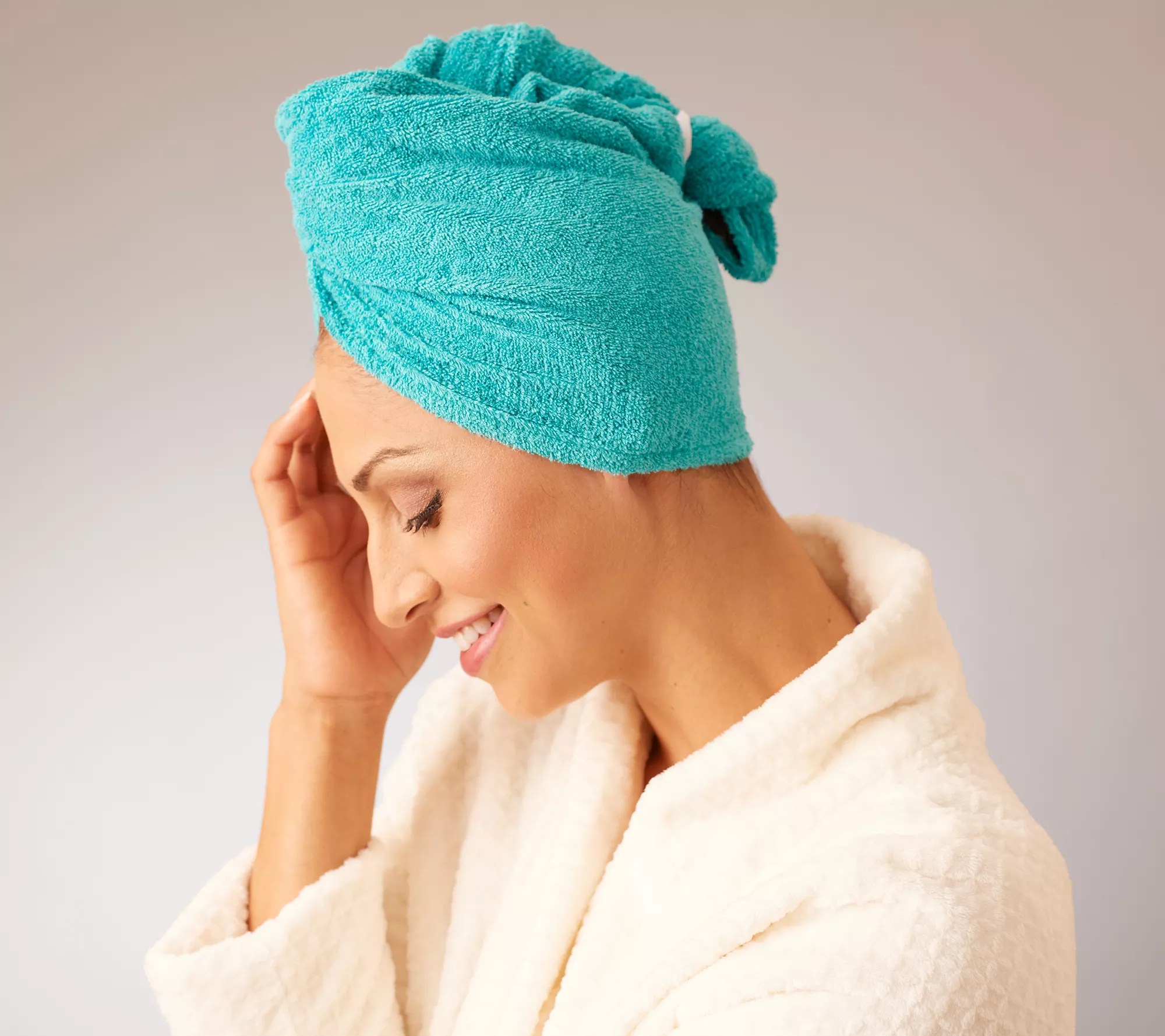 (QVC) Q2 Set of 5 Solid 100 Cotton Turbie Twist Hair Towels