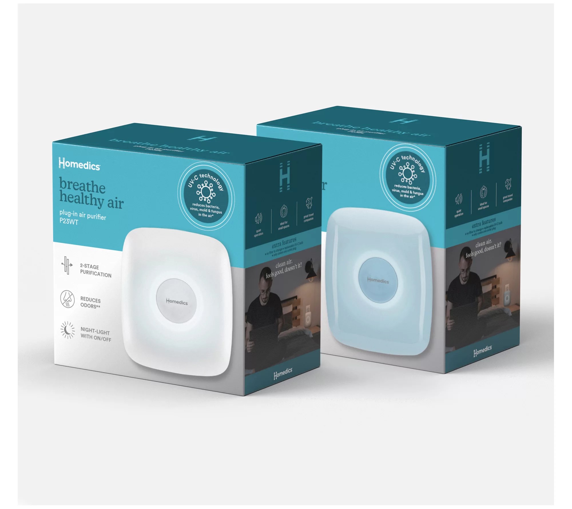 HoMedics TotalClean Set of 2 Wall Outlet UVC Air Purifiers