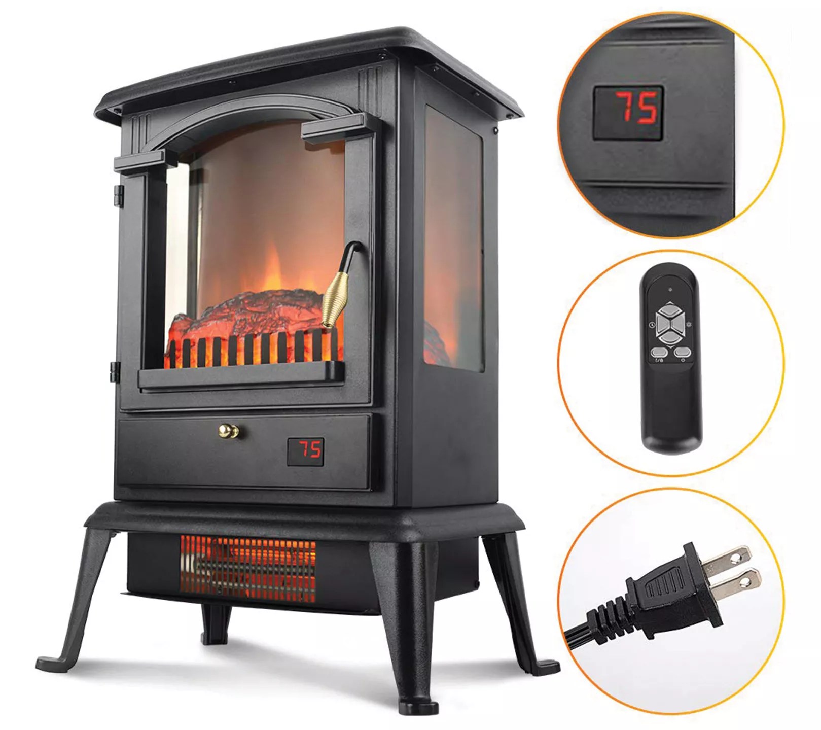 "As Is" Living Glow Infrared Stove Heater with Remote & Thermostat