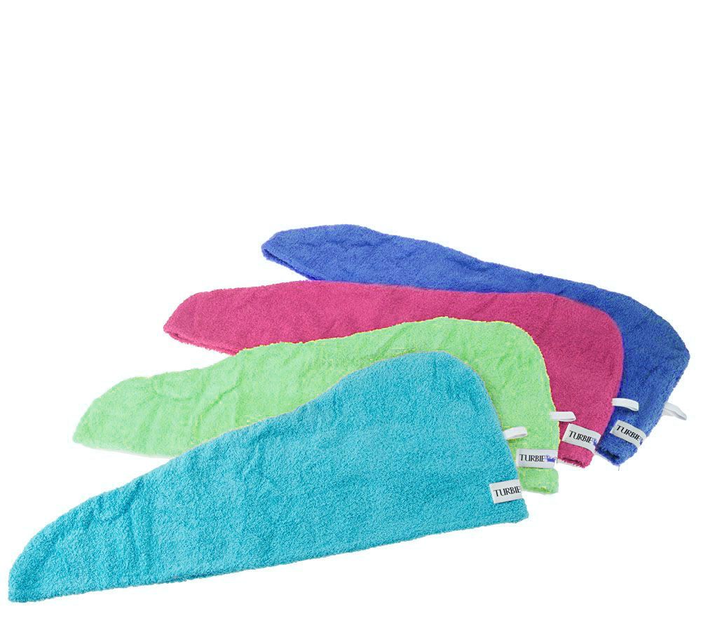 Set of 4 Solid Color 100 Cotton Turbie Twist Hair Towels