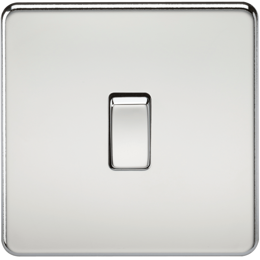 Knightsbridge SF2000PC Screwless 10A 1G 2 Way Switch Polished Chrome