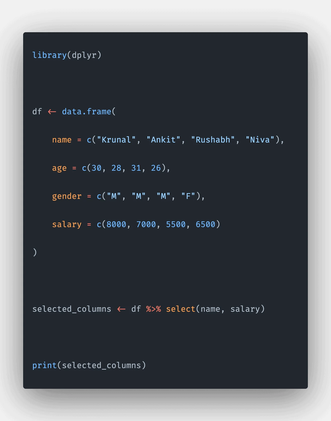 R Extract Columns from DataFrame