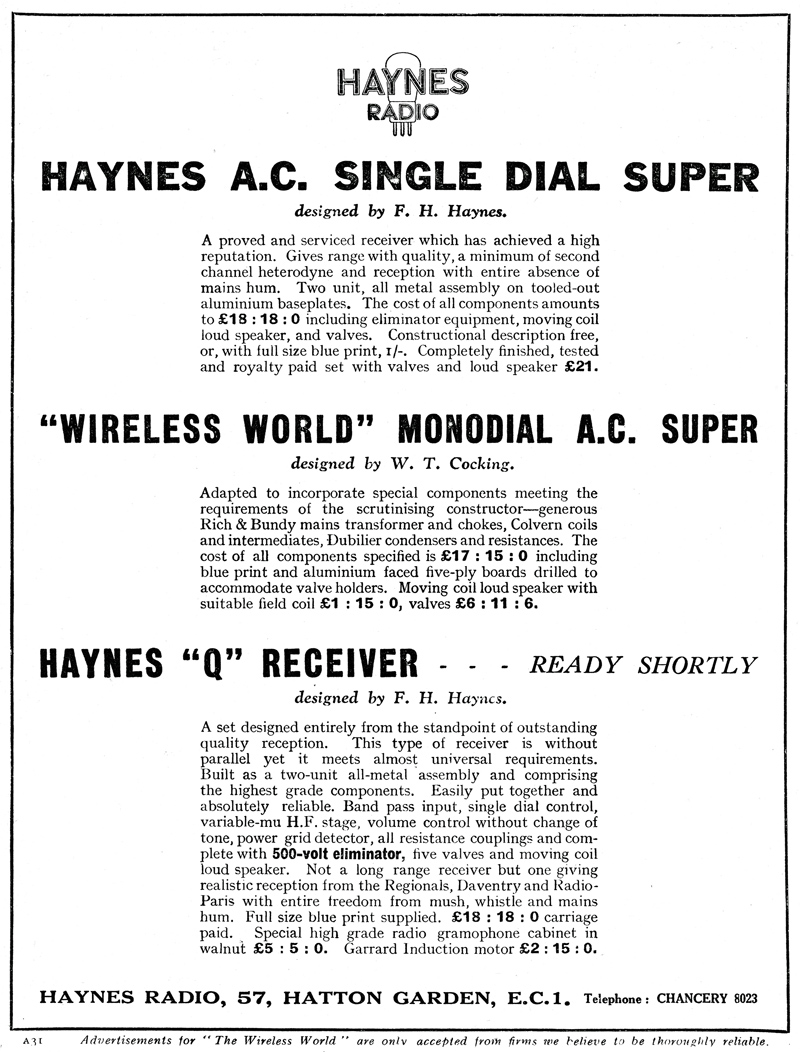Wireless World, April 13, 1932.