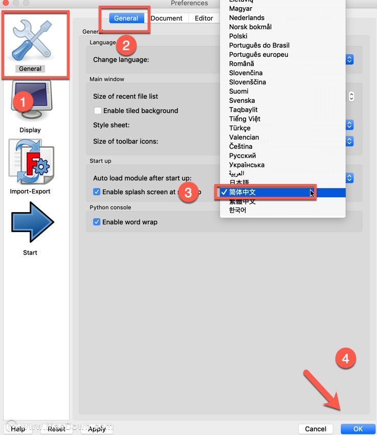 mac免费CAD模型设计软件FreeCAD怎样设置中文模式
