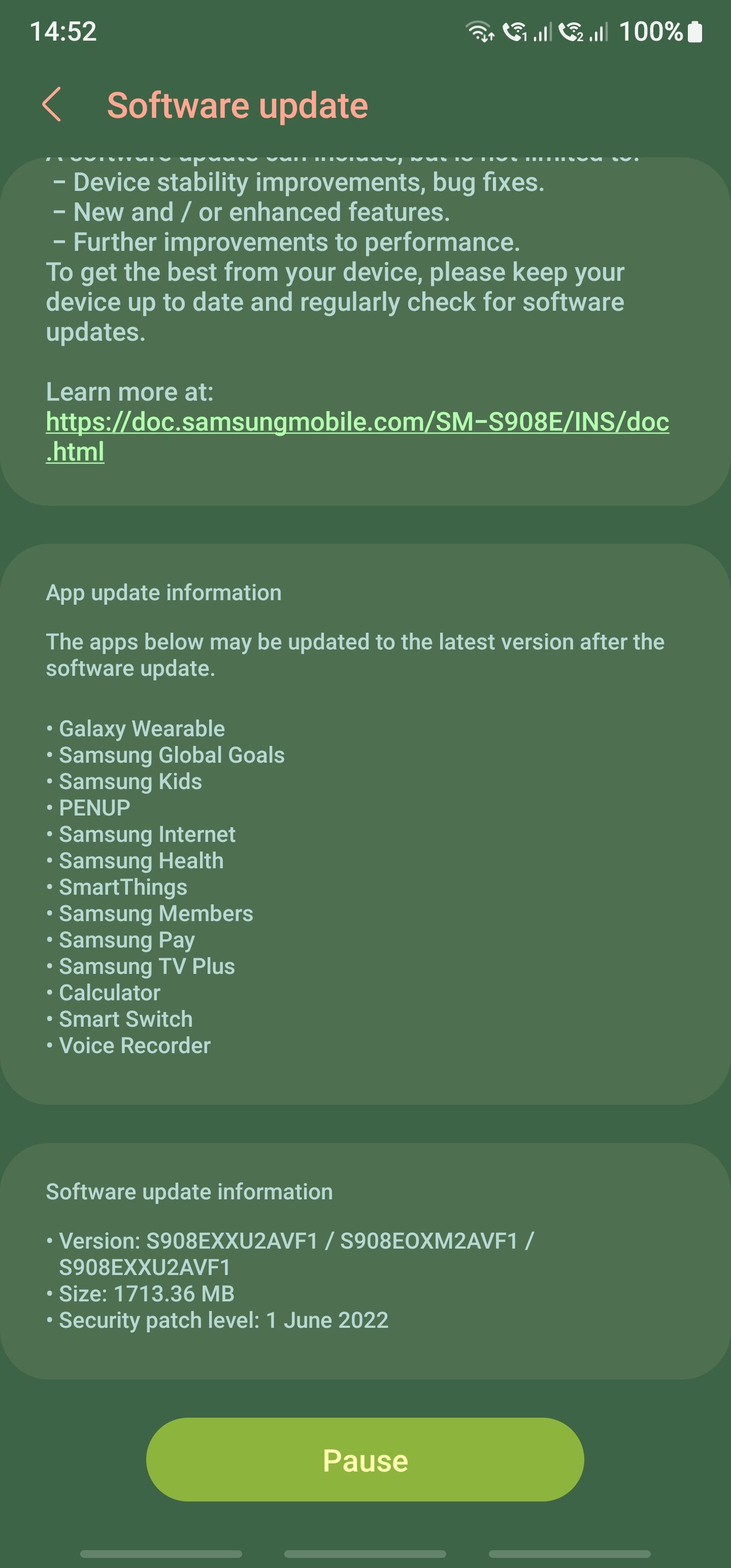 S22 New Update out on Smart Switch Samsung Members