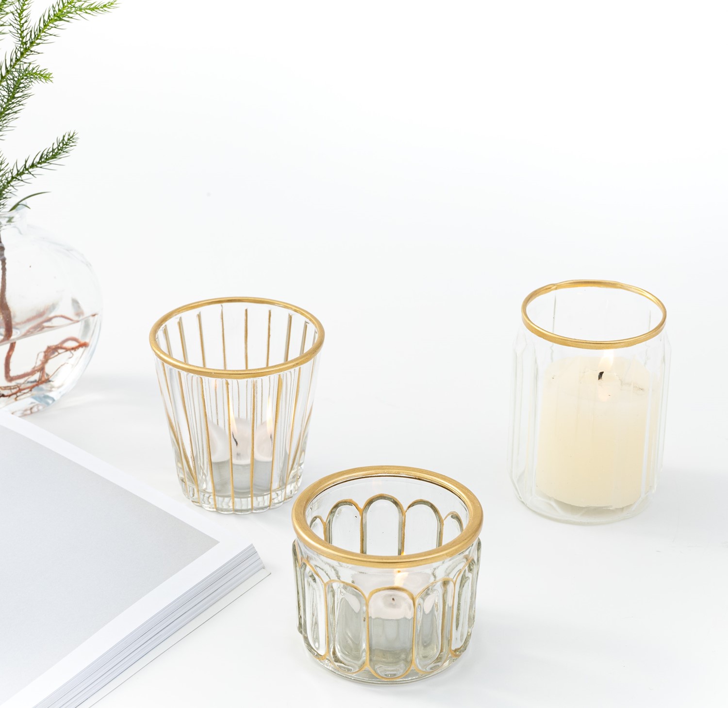 Glass Tealight Holder Multiple Styles Linabella