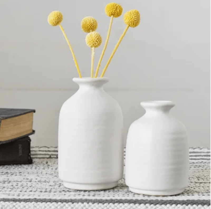 Matte White Textured Vase Linabella